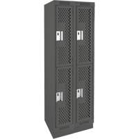 Clean Line Lockers, 2 -tier, Bank of 2, 24" x 15" x 76", Steel, Charcoal, Rivet (Assembled), Perforated NRZ Safety Inc.