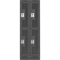 Clean Line Lockers, 2 -tier, Bank of 2, 24" x 15" x 76", Steel, Charcoal, Rivet (Assembled), Perforated NRZ Safety Inc.