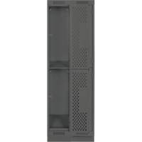 Clean Line Lockers, 2 -tier, Bank of 2, 24" x 15" x 76", Steel, Charcoal, Rivet (Assembled), Perforated NRZ Safety Inc.