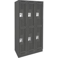 Clean Line Lockers, 2 -tier, Bank of 3, 36" x 15" x 76", Steel, Charcoal, Rivet (Assembled), Perforated NRZ Safety Inc.