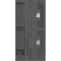 Clean Line Lockers, 2 -tier, Bank of 3, 36" x 15" x 76", Steel, Charcoal, Rivet (Assembled), Perforated NRZ Safety Inc.