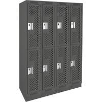 Clean Line Lockers, 2 -tier, Bank of 4, 48" x 15" x 76", Steel, Charcoal, Rivet (Assembled), Perforated NRZ Safety Inc.