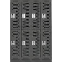 Clean Line Lockers, 2 -tier, Bank of 4, 48" x 15" x 76", Steel, Charcoal, Rivet (Assembled), Perforated NRZ Safety Inc.