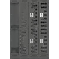 Clean Line Lockers, 2 -tier, Bank of 4, 48" x 15" x 76", Steel, Charcoal, Rivet (Assembled), Perforated NRZ Safety Inc.