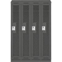 Casiers Clean Line, Bloc de 4, 48" x 15" x 82", Acier, Charbon, Rivet (assembl&eacute;), Perfor&eacute; NRZ Safety Inc.