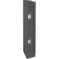Clean Line Lockers, 2 -tier, 12" x 12" x 82", Steel, Charcoal, Rivet (Assembled), Perforated NRZ Safety Inc.