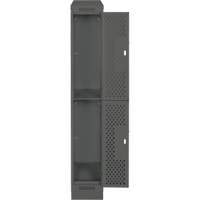 Clean Line Lockers, 2 -tier, 12" x 12" x 82", Steel, Charcoal, Rivet (Assembled), Perforated NRZ Safety Inc.