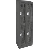 Clean Line Lockers, 2 -tier, Bank of 2, 24" x 12" x 82", Steel, Charcoal, Rivet (Assembled), Perforated NRZ Safety Inc.