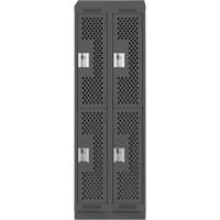 Clean Line Lockers, 2 -tier, Bank of 2, 24" x 12" x 82", Steel, Charcoal, Rivet (Assembled), Perforated NRZ Safety Inc.