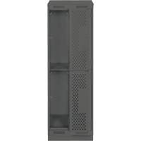 Clean Line Lockers, 2 -tier, Bank of 2, 24" x 12" x 82", Steel, Charcoal, Rivet (Assembled), Perforated NRZ Safety Inc.