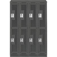 Clean Line Lockers, 2 -tier, Bank of 4, 48" x 12" x 82", Steel, Charcoal, Rivet (Assembled), Perforated NRZ Safety Inc.