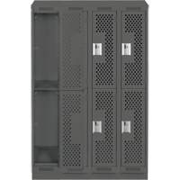 Clean Line Lockers, 2 -tier, Bank of 4, 48" x 12" x 82", Steel, Charcoal, Rivet (Assembled), Perforated NRZ Safety Inc.