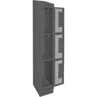 Clean Line Lockers, 3 -tier, 12" x 18" x 82", Steel, Charcoal, Rivet (Assembled), Perforated NRZ Safety Inc.