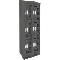 Clean Line Lockers, 3 -tier, Bank of 2, 24" x 18" x 82", Steel, Charcoal, Rivet (Assembled), Perforated NRZ Safety Inc.