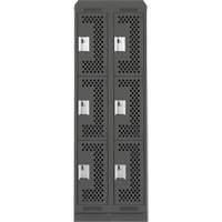 Clean Line Lockers, 3 -tier, Bank of 2, 24" x 18" x 82", Steel, Charcoal, Rivet (Assembled), Perforated NRZ Safety Inc.
