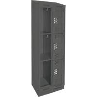 Clean Line Lockers, 3 -tier, Bank of 2, 24" x 18" x 82", Steel, Charcoal, Rivet (Assembled), Perforated NRZ Safety Inc.