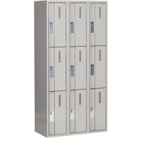 Concorde Heavy-Duty Lockers, 3 -tier, Bank of 3, 36" x 18" x 72", Steel, Grey, Welded (Assembled) NRZ Safety Inc.