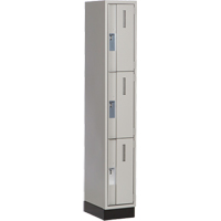 Concorde Heavy-Duty Lockers, 3 -tier, 12" x 18" x 76", Steel, Grey, Welded (Assembled) NRZ Safety Inc.