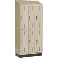 Concorde Heavy-Duty Lockers, 2 -tier, Bank of 3, 36" x 18" x 82", Steel, Beige, Welded (Assembled) NRZ Safety Inc.