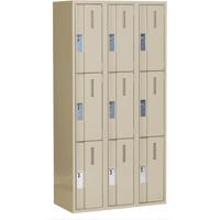 Concorde Heavy-Duty Lockers, 3 -tier, Bank of 3, 36" x 18" x 72", Steel, Beige, Welded (Assembled) NRZ Safety Inc.