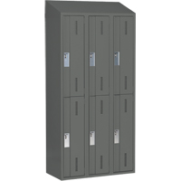 Concorde Heavy-Duty Lockers, 2 -tier, Bank of 3, 36" x 18" x 78", Steel, Charcoal, Welded (Assembled) NRZ Safety Inc.