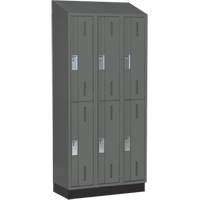 Concorde Heavy-Duty Lockers, 2 -tier, Bank of 3, 36" x 18" x 82", Steel, Charcoal, Welded (Assembled) NRZ Safety Inc.