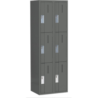 Concorde Heavy-Duty Lockers, 3 -tier, Bank of 2, 24" x 18" x 72", Steel, Charcoal, Welded (Assembled) NRZ Safety Inc.