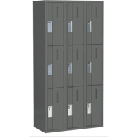 Concorde Heavy-Duty Lockers, 3 -tier, Bank of 3, 36" x 18" x 72", Steel, Charcoal, Welded (Assembled) NRZ Safety Inc.
