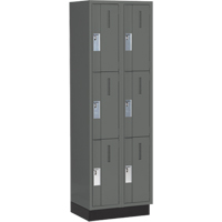 Concorde Heavy-Duty Lockers, 3 -tier, Bank of 2, 24" x 18" x 76", Steel, Charcoal, Welded (Assembled) NRZ Safety Inc.