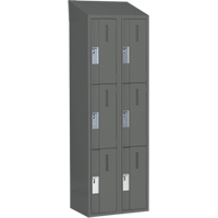 Concorde Heavy-Duty Lockers, 3 -tier, Bank of 2, 24" x 18" x 78", Steel, Charcoal, Welded (Assembled) NRZ Safety Inc.