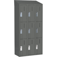 Concorde Heavy-Duty Lockers, 3 -tier, Bank of 3, 36" x 18" x 78", Steel, Charcoal, Welded (Assembled) NRZ Safety Inc.