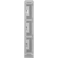 Clean Line Lockers, 3 -tier, 12" x 12" x 72", Steel, Grey, Rivet (Assembled), Perforated NRZ Safety Inc.