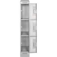 Clean Line Lockers, 3 -tier, 12" x 12" x 72", Steel, Grey, Rivet (Assembled), Perforated NRZ Safety Inc.