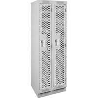 Clean Line Lockers, Bank of 2, 24" x 12" x 76", Steel, Grey, Rivet (Assembled), Perforated NRZ Safety Inc.
