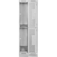 Clean Line Lockers, 2 -tier, Bank of 2, 24" x 15" x 76", Steel, Grey, Rivet (Assembled), Perforated NRZ Safety Inc.