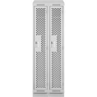 Casiers Clean Line, Bloc de 2, 24" x 15" x 82", Acier, Gris, Rivet (assembl&eacute;), Perfor&eacute; NRZ Safety Inc.