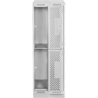 Clean Line Lockers, 2 -tier, Bank of 2, 24" x 12" x 82", Steel, Grey, Rivet (Assembled), Perforated NRZ Safety Inc.