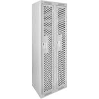 Clean Line Lockers, 2 -tier, 12" x 12" x 72", Steel, Grey, Rivet (Assembled), Perforated NRZ Safety Inc.