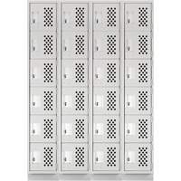 Assembled Clean Line Perforated Economy Lockers, 6 -tier, Bank of 4, 18" x 72" x 12", Steel NRZ Safety Inc.