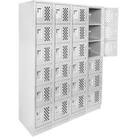 Assembled Clean Line Perforated Economy Lockers, 6 -tier, Bank of 4, 18" x 72" x 12", Steel NRZ Safety Inc.