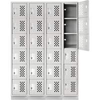 Assembled Clean Line Perforated Economy Lockers, 6 -tier, Bank of 4, 18" x 72" x 12", Steel NRZ Safety Inc.