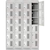 Assembled Clean Line Perforated Economy Lockers, 6 -tier, Bank of 4, 18" x 72" x 12", Steel NRZ Safety Inc.