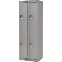 Lockers, 2 -tier, Bank of 2, 24" x 18" x 72", Steel, Grey, Knocked Down NRZ Safety Inc.