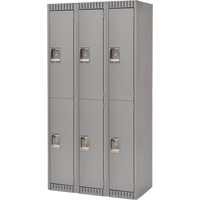 Lockers, 2 -tier, Bank of 3, 36" x 18" x 72", Steel, Grey, Knocked Down NRZ Safety Inc.
