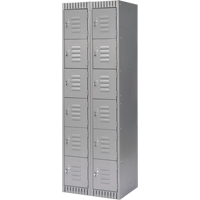 Lockers, 6 -tier, Bank of 2, 24" x 18" x 72", Steel, Grey, Knocked Down NRZ Safety Inc.