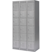 Lockers, 6 -tier, Bank of 3, 36" x 18" x 72", Steel, Grey, Knocked Down NRZ Safety Inc.