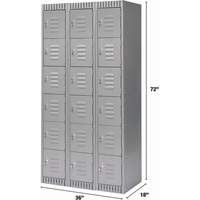 Lockers, 6 -tier, Bank of 3, 36" x 18" x 72", Steel, Grey, Knocked Down NRZ Safety Inc.