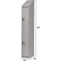 Lockers, 2 -tier, 12" x 18" x 82", Steel, Grey, Knocked Down NRZ Safety Inc.