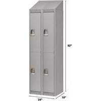 Lockers, 2 -tier, Bank of 2, 24" x 18" x 82", Steel, Grey, Knocked Down NRZ Safety Inc.