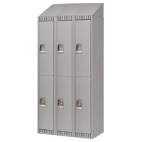 Lockers, 2 -tier, Bank of 3, 36" x 18" x 82", Steel, Grey, Knocked Down NRZ Safety Inc.
